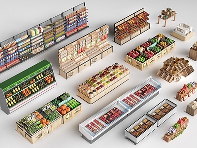 现代简约食品展台 现代超市货架 蔬菜架  生鲜冰柜 冷柜
