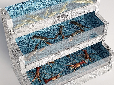现代简约食品展台 现代大龙虾 水产品 海鲜池