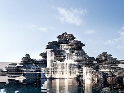 新中式景观景观石 现代假山石头  景观小品 假山跌水