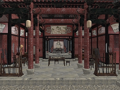 中式祠堂 古代寺庙 武穆祠 民间祠堂 祭拜祠堂