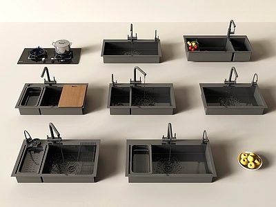 现代水槽 水槽 洗菜盆 洗菜池 水龙头 大单槽