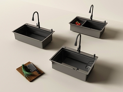 现代水槽 水槽 洗菜盆 抽拉水龙头 水龙头 水槽