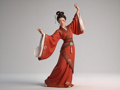 新中式虚拟人物 唐风舞女 古风仕女形象 汉服舞蹈角色 国风  仕女 古典舞女