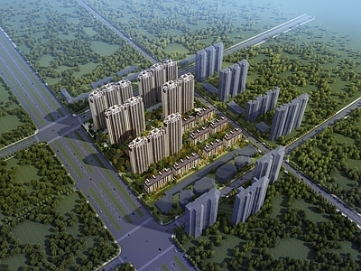 现代主义鸟瞰规划 住宅 鸟瞰规划 小高层