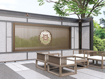 新中式景墙 新中式可移动景墙 中式唐风景墙 消防登高面景墙 日式景墙