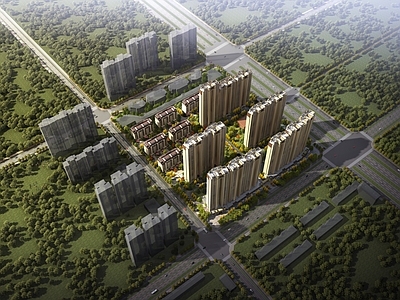 现代主义鸟瞰规划 住宅 鸟瞰规划 小高层 洋房