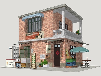 复古乡村民房 乡村商店 乡村超市 年代乡村超市 乡村便利店 乡村民居建筑
