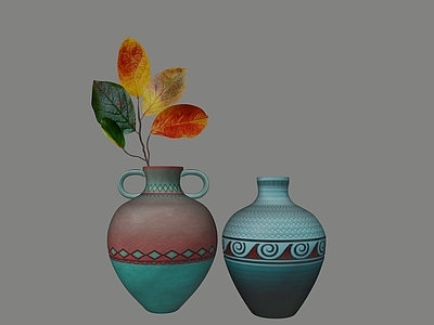 中古风花瓶 花瓶 树枝叶子
