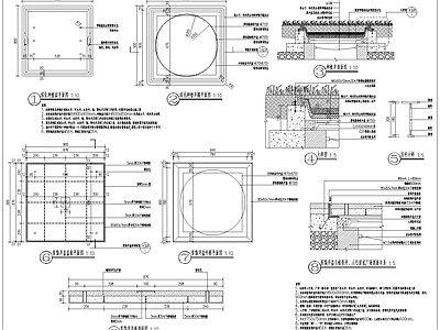 现代综合景观图库 隐形检查井 防坠网 施工图
