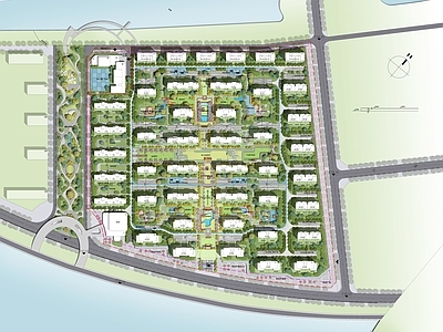 新中式住宅楼建筑 第四代住宅 住宅总平面 居住区总平面 施工图
