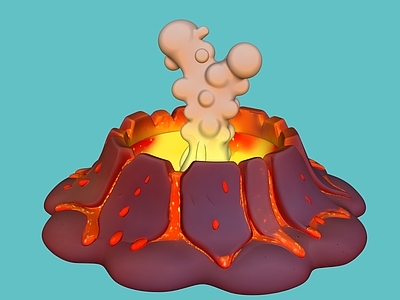 卡通风格其他商业美陈单体 火山雕塑