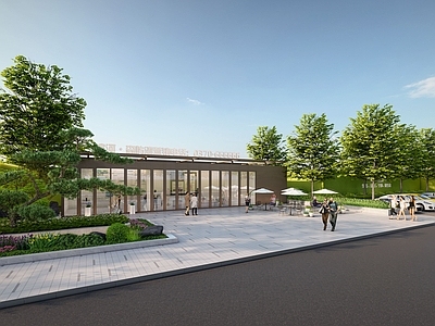 现代简约广场景观 临时展示区 临时展厅 临时售楼处
