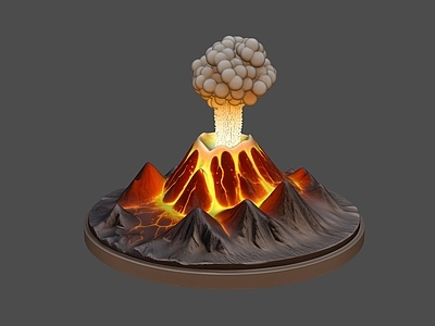 卡通化写实其他摆件 火山雕塑