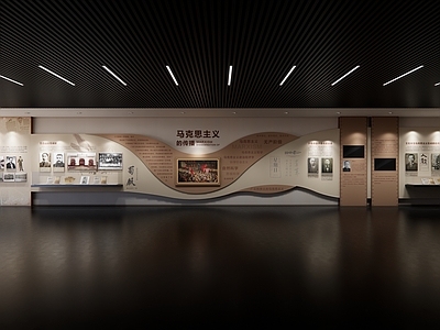 现代简约革命历史展厅 党建展厅 红色展厅 历史展墙
