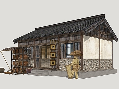 新中式古建筑 影视民房 乡村老房子 宋韵民房 古建民居建筑 黄土房