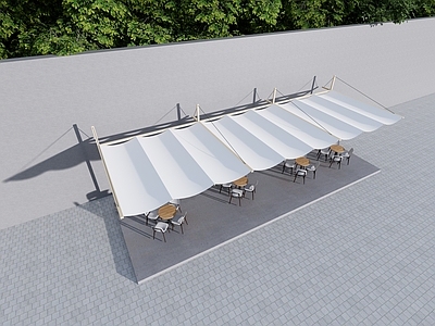 现代雨棚 咖啡外摆 户外咖啡 膜构筑 商业外摆