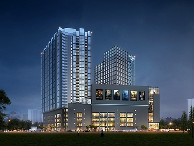 现代主义商业综合体 商业建筑 商业综合体夜景