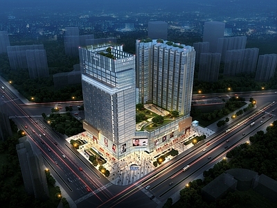 现代主义商业综合体 商业综合体 商业建筑夜景