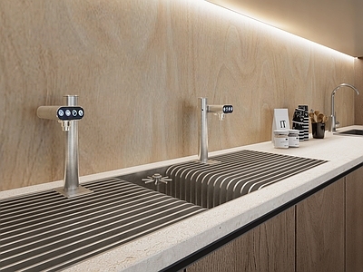 现代极简开放式厨房水槽