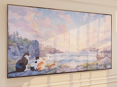 奶油风电视 猫咪屏幕电视