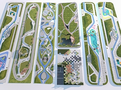 现代主义景观景观公园 现代口袋公园  街心公园  带状公园  景观公园