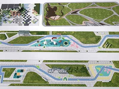 现代简约儿童游乐空间 现代口袋公园 街心公园  带状公园  景观公园