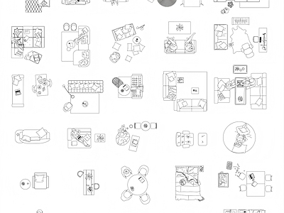 现代家具图库 轻奢家具平面 施工图