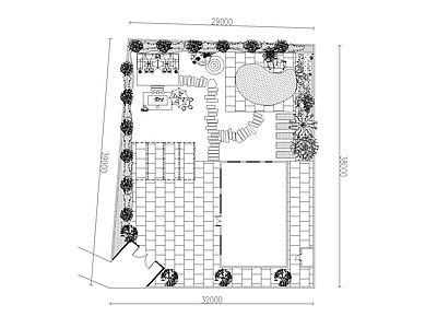 景观平面图 自建房庭院布局 乡村改造 泳池 现代简约 施工图