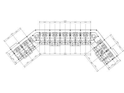 现代简约酒店建筑 酒店平面 异形酒店 度假别墅 公寓平面 酒店标准层 施工图