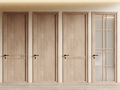 新中式单开门 新中式门 宋式门 房门 卧室门 卫生间门