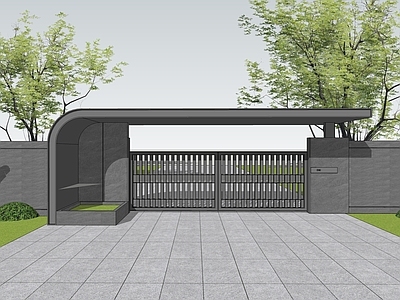 现代极简入口大门 景观大门 庭院大门 现代大门