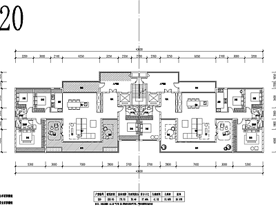 现代住宅楼建筑 新规220 大平层 华润户型 施工图