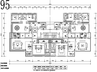 现代住宅楼建筑 新规户型 大平层 295户型 施工图