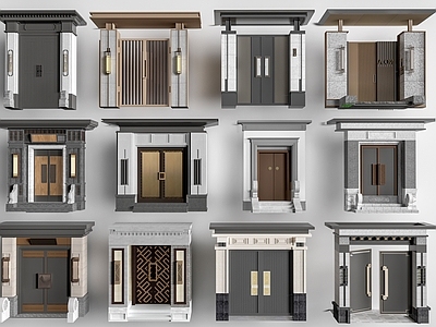 新中式庭院门 现代庭院门  别墅大门 院落大门