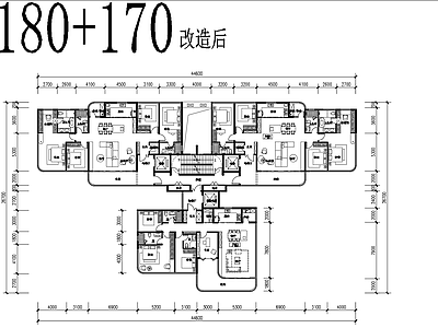 现代住宅楼建筑 三梯三户 新规 180与170组 施工图