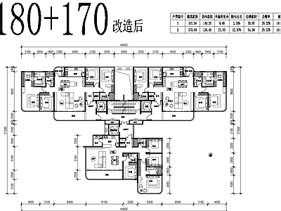 现代住宅楼建筑 三梯三户 180组合170 新规住宅 施工图