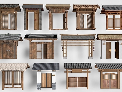 新中式入口大门 现代乡村庭院门 民宿院门  院落大门  庭院门头