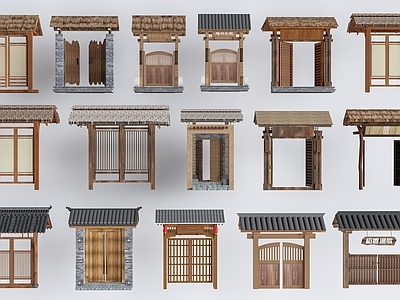 新中式入口大门 现代乡村庭院门 民宿院门 院落大门