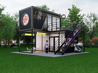 集装箱建筑风格餐饮建筑 网红集装箱 集装箱酒吧 集装箱店铺 集装箱咖啡店 集装箱奶茶店