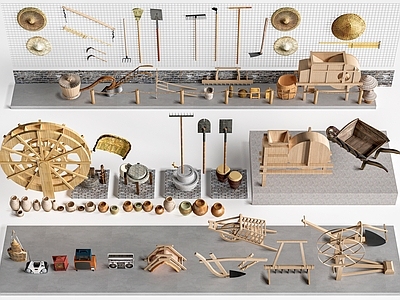复古展示用品 新中式农耕小品 农具组合 乡村文化小品