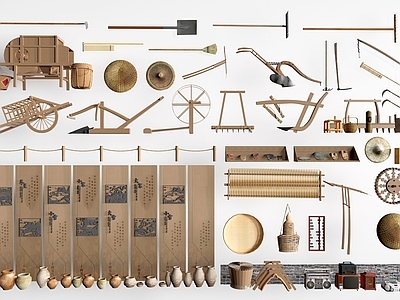 新中式展示用品 新中式农耕小品 农具组合 乡村文化小品