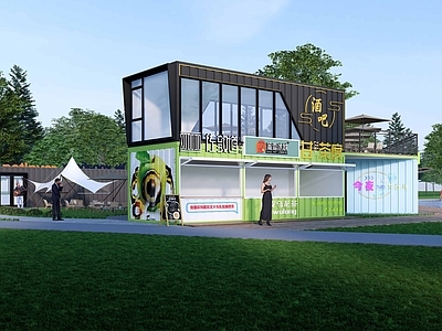 集装箱模块化设计餐饮建筑 集装箱露营地 网红集装箱 集装箱店铺 集装箱小吃街 网红打卡营地