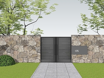 现代简约入口大门 景观大门  庭院大门 现代大门