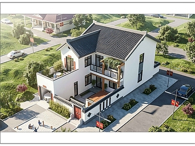 新中式别墅建筑 新中式别墅方案 施工图