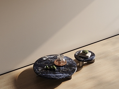 现代极简茶几 大理石茶几 中古风