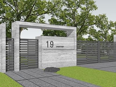 现代简约入口大门 景观大门  现代大门 庭院大门