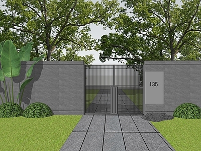 现代简约入口大门 庭院大门  现代大门 景观大门