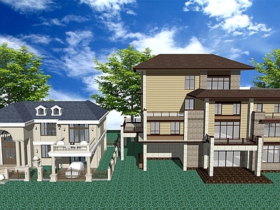 欧式别墅 别墅建筑 乡村住宅自建房