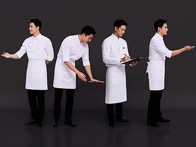 现代简约多人 2D现代人物 餐厅服务员 餐饮人物 服务员 饭店人员