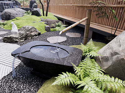 日式禅意庭院小品 水钵 日式水景